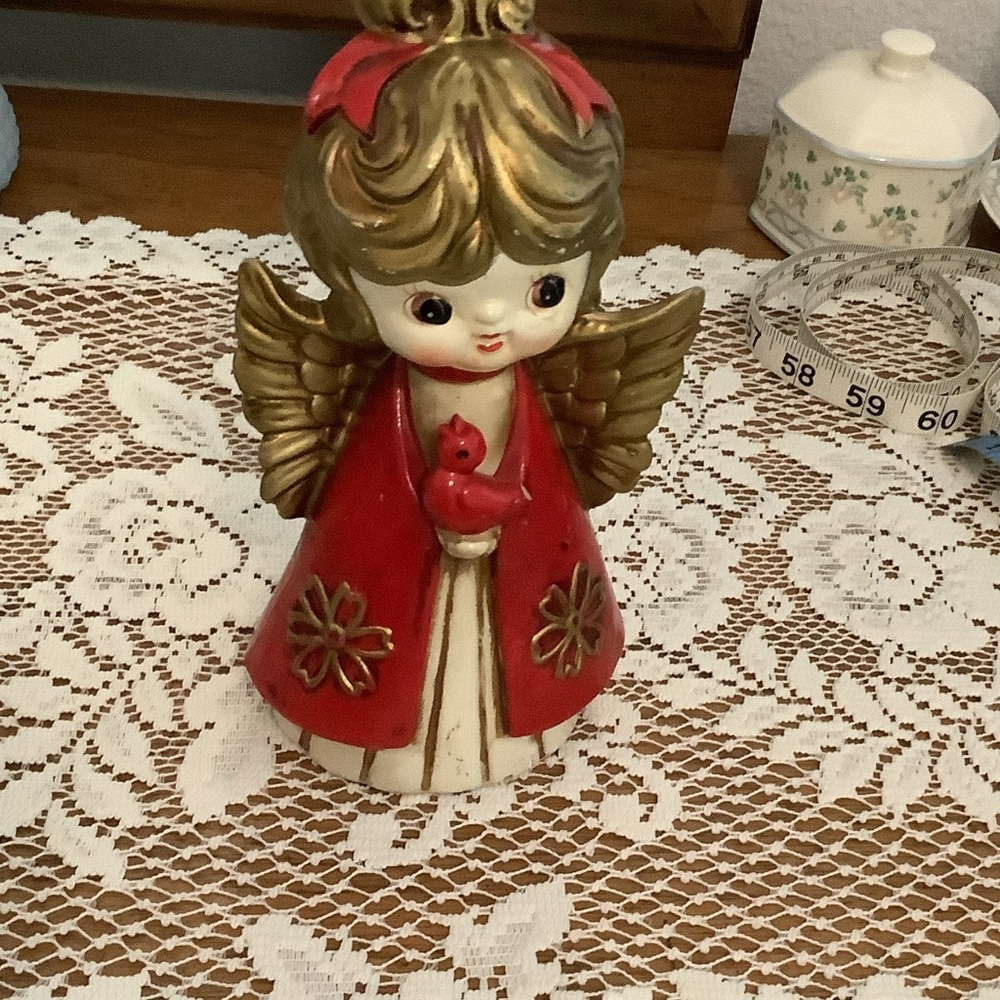 Holt Howard Vintage Angel Figurine with Red Coat